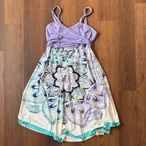 Purple and Cream Midi Dress